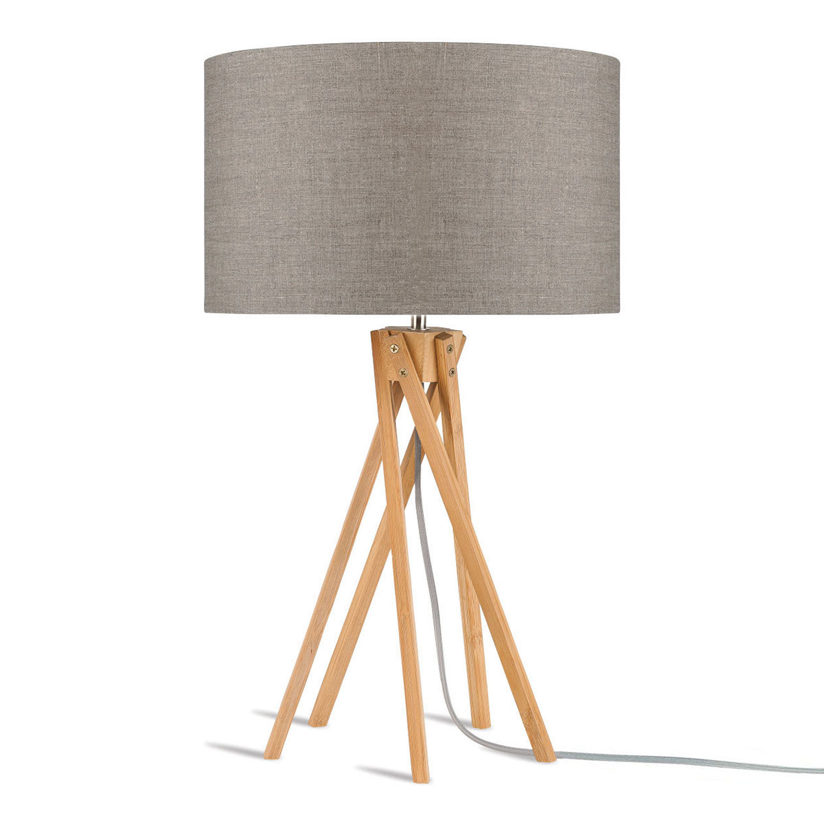 Lámpara de mesa bohemia gris de lino_bambú GOOD & MOJO Kilimanjaro