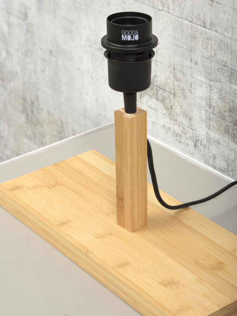Lámpara de mesa bohemia redonda de bambú_natural negro GOOD & MOJO Kalimantan - Imagen 6