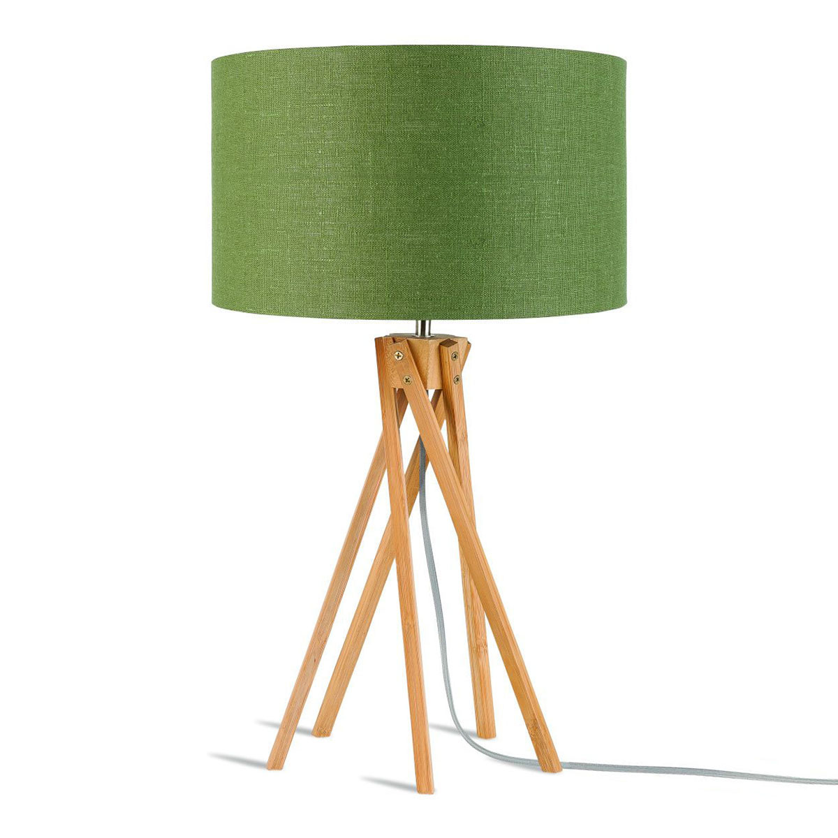 Lámpara de mesa bohemia verde de lino_bambú GOOD & MOJO Kilimanjaro