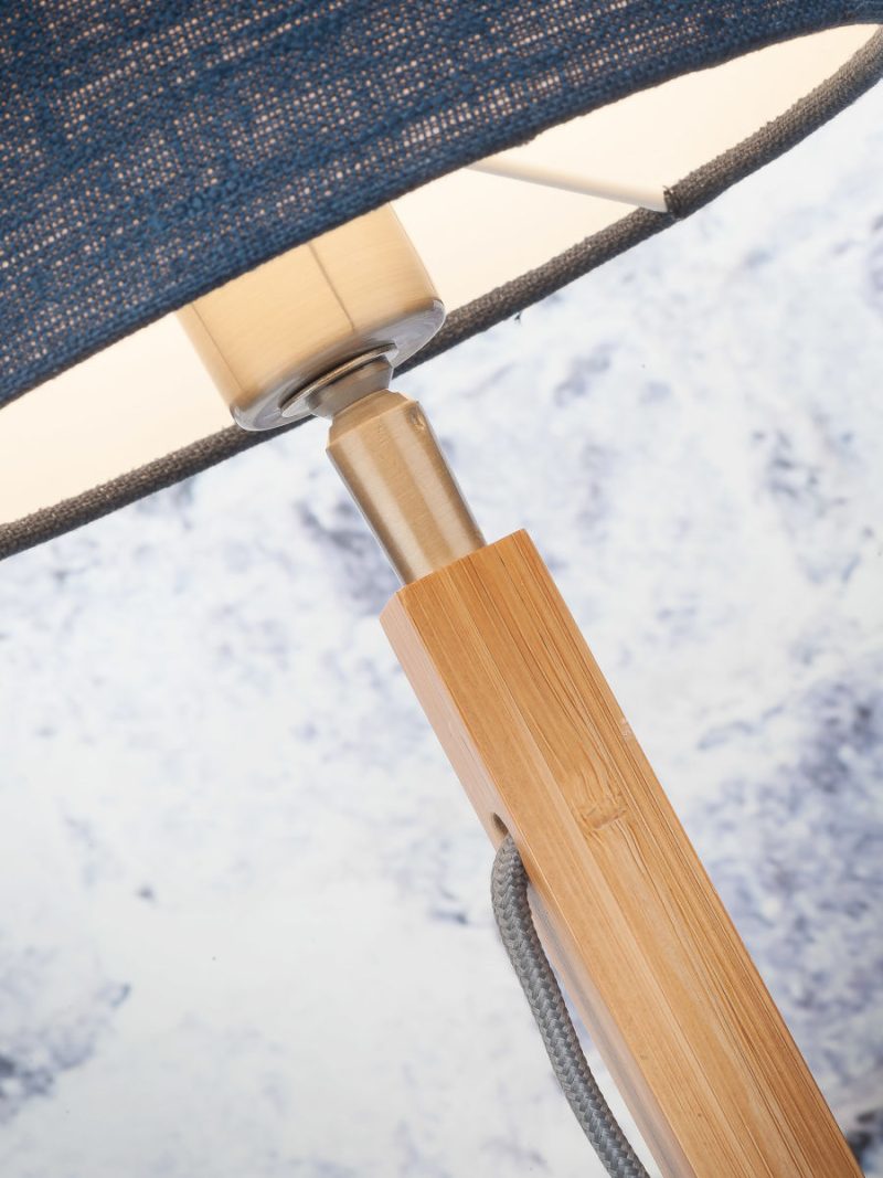 Lámpara de mesa escandinava redonda azul de lino GOOD & MOJO Fuji - Imagen 4