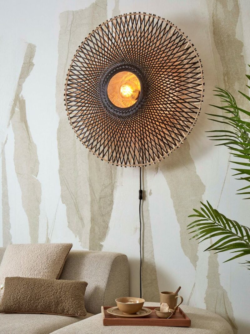 lámpara de pared bohemia bambú natural/negro L GOOD & MOJO Kalimantan - Imagen 2