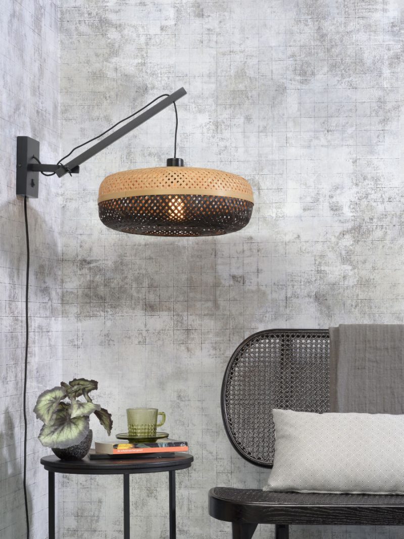 Lámpara de pared bohemia de bambú negro natural GOOD & MOJO Palawan - Imagen 2