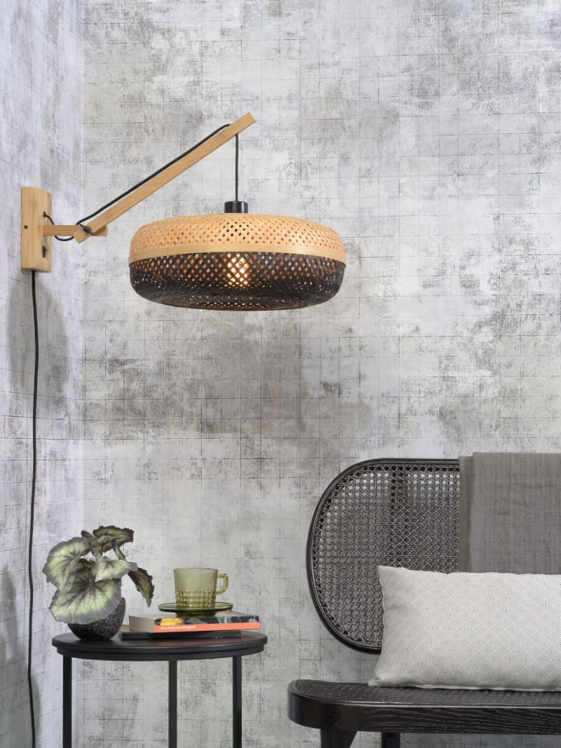Lámpara de pared bohemia de bambú negro natural GOOD & MOJO Palawan - Imagen 2