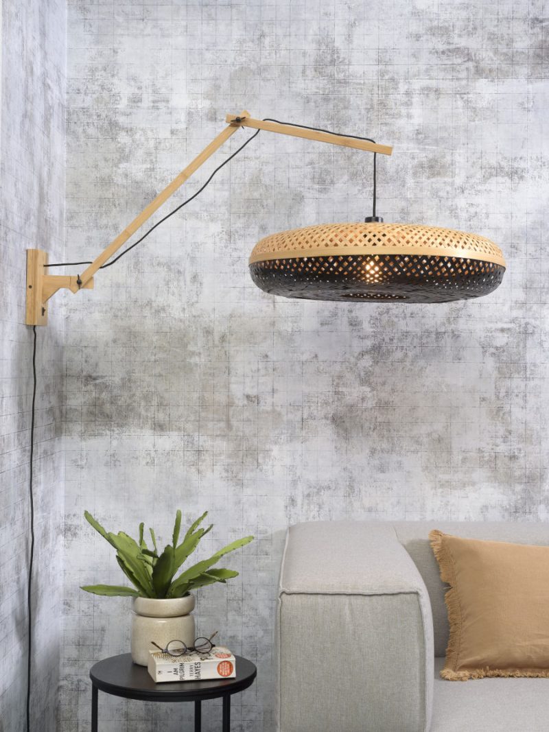 Lámpara de pared bohemia de bambú negro natural GOOD & MOJO Palawan - Imagen 2