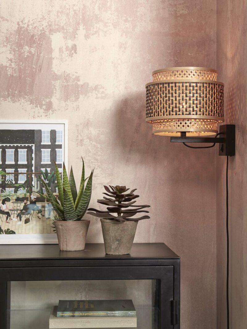 Lámpara de pared bohemia de bambú negro y natural GOOD & MOJO Bhutan - Imagen 2