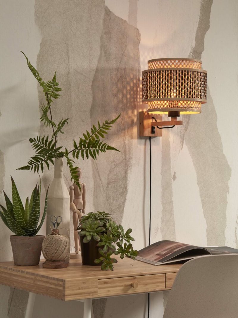 Lámpara de pared bohemia de bambú negro y natural GOOD & MOJO Bhutan - Imagen 2