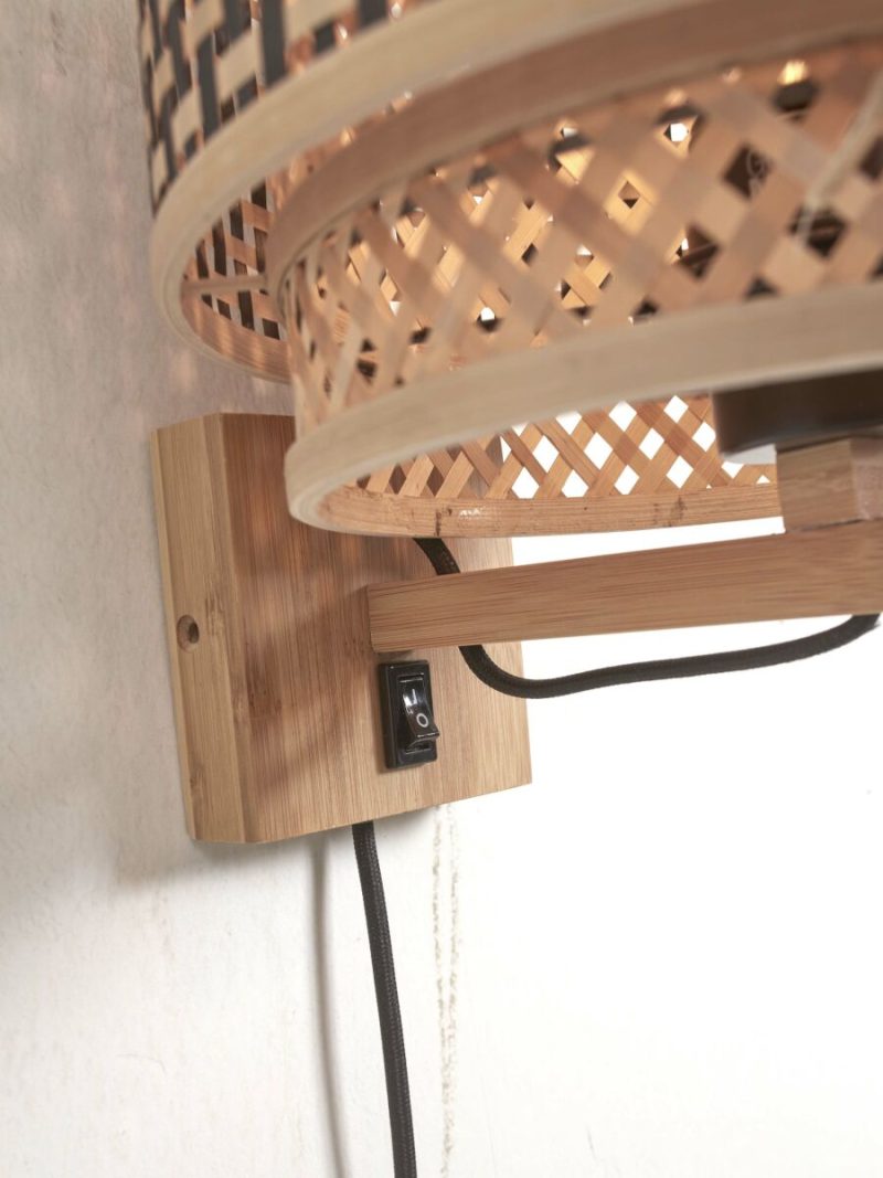Lámpara de pared bohemia de bambú negro y natural GOOD & MOJO Bhutan - Imagen 3
