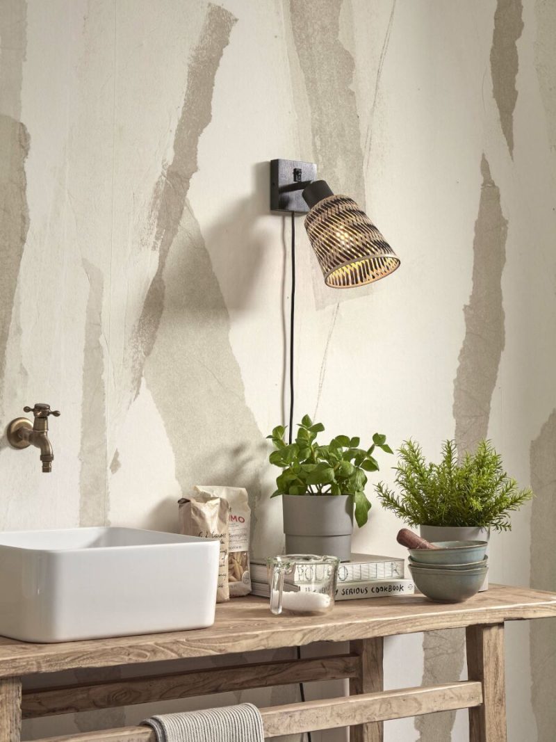 Lámpara de pared bohemia de bambú negro y natural GOOD & MOJO Java - Imagen 9