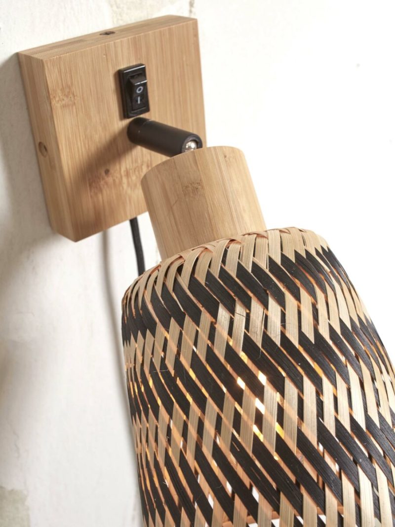 Lámpara de pared bohemia de bambú negro y natural GOOD & MOJO Java - Imagen 6