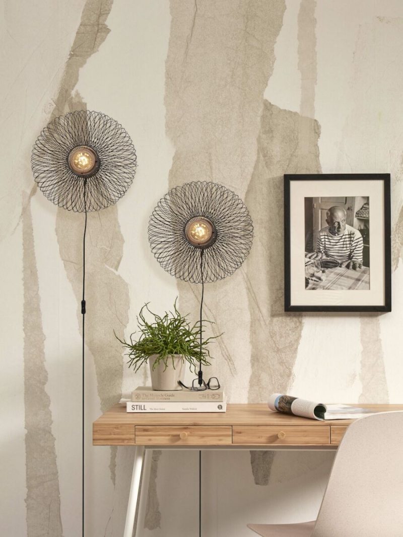 Lámpara de pared bohemia de bambú y metal negro GOOD & MOJO Cango - Imagen 9