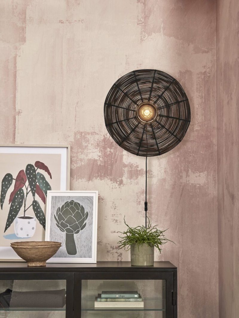 Lámpara de pared bohemia de ratán y metal negro GOOD & MOJO Tanami - Imagen 2