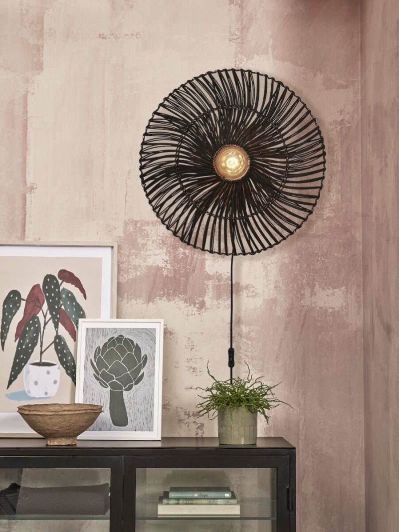 Lámpara de pared bohemia de ratán y metal negro GOOD & MOJO Zanzibar - Imagen 2