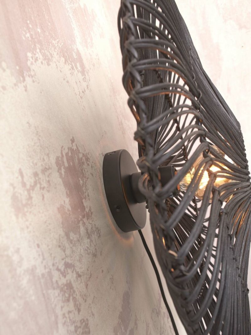 Lámpara de pared bohemia de ratán y metal negro GOOD & MOJO Zanzibar - Imagen 7