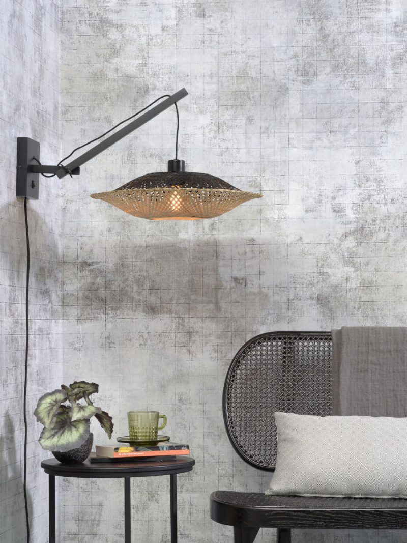Lámpara de pared bohemia en forma de plato_negra natural GOOD & MOJO Kalimantan - Imagen 2