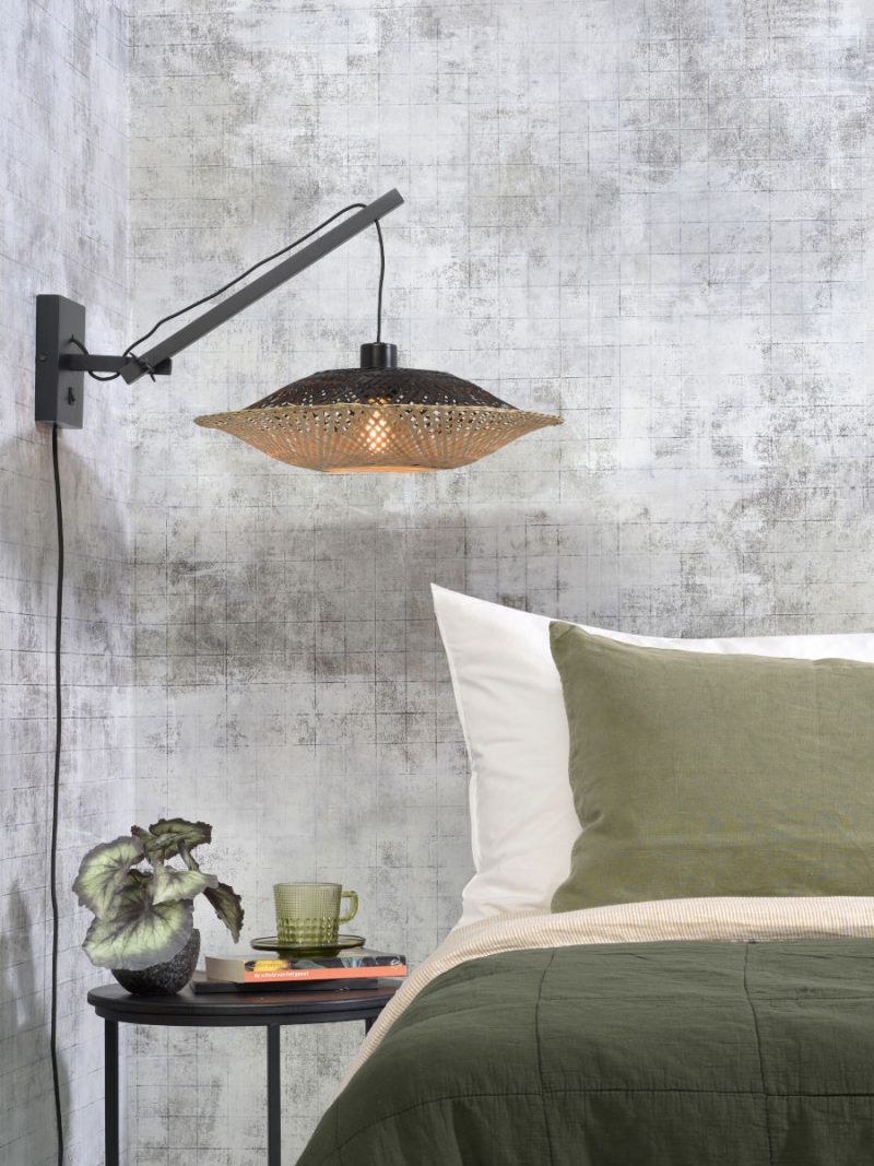 Lámpara de pared bohemia en forma de plato_negra natural GOOD & MOJO Kalimantan - Imagen 5