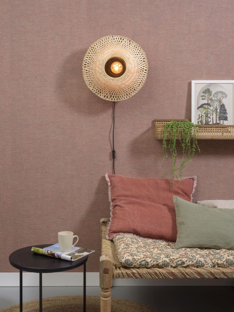 Lámpara de pared bohemia redonda de bambú_negra natural GOOD & MOJO Kalimantan - Imagen 5