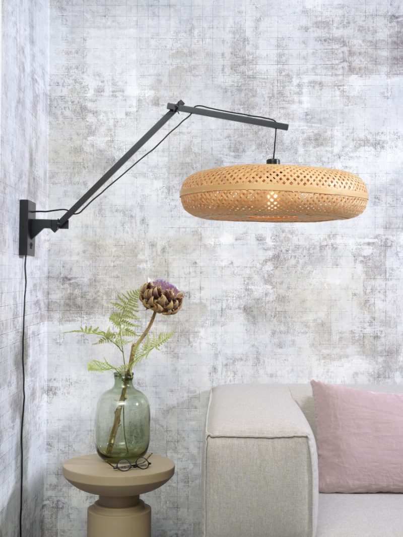 Lámpara de pared bohemia redonda en negro y natural GOOD & MOJO Palawan - Imagen 2