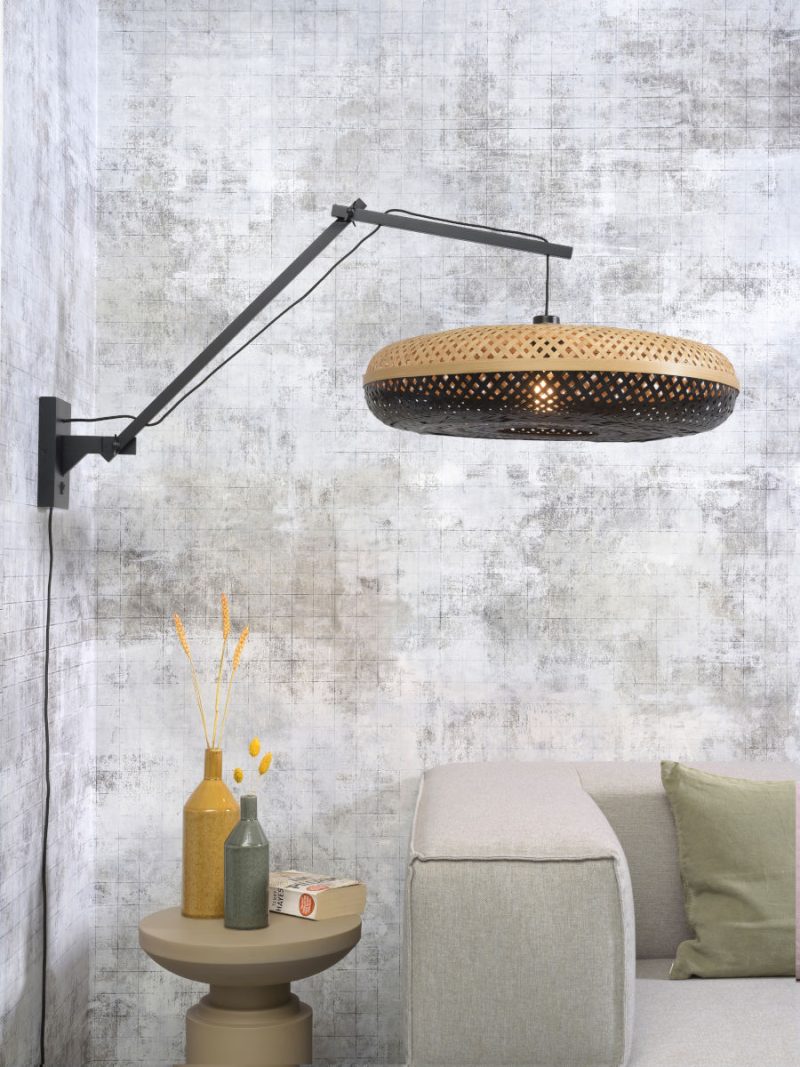 Lámpara de pared bohemia redonda negra de bambú GOOD & MOJO Palawan - Imagen 2