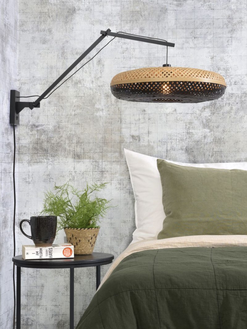 Lámpara de pared bohemia redonda negra de bambú GOOD & MOJO Palawan - Imagen 5