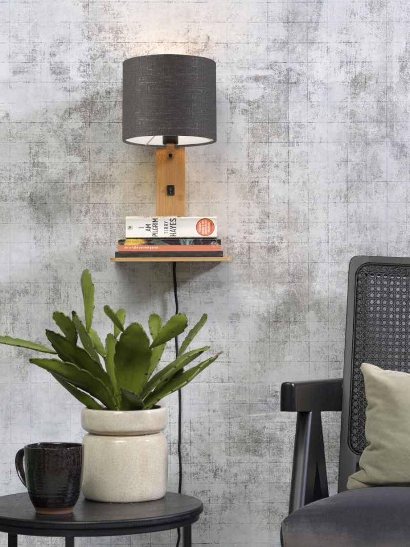 Lámpara de pared con plataforma gris oscuro natural GOOD & MOJO Andes - Imagen 5