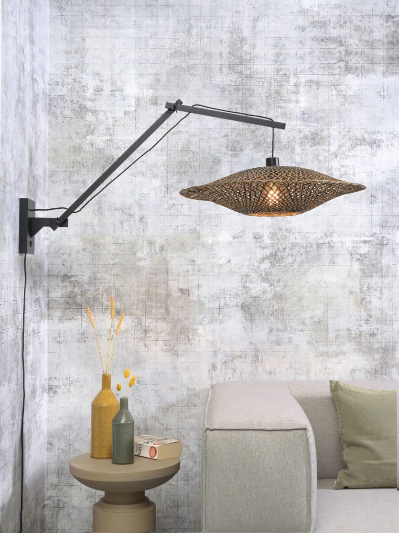 Lámpara de pared de bambú natural/negra con brazo GOOD & MOJO Bali - Imagen 2