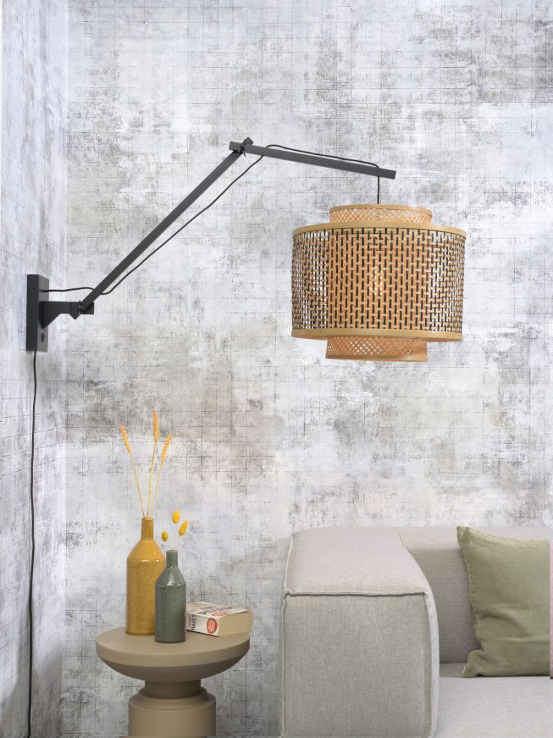 Lámpara de pared de bambú natural/negra con brazo GOOD & MOJO Bhutan - Imagen 2