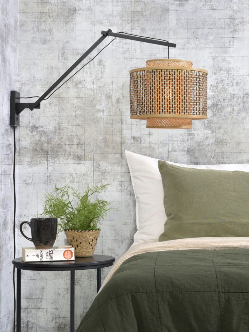 Lámpara de pared de bambú natural/negra con brazo GOOD & MOJO Bhutan - Imagen 5