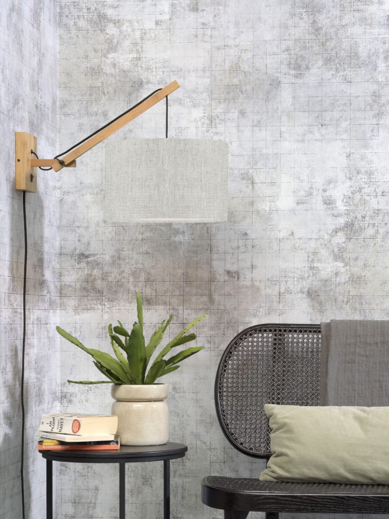 Lámpara de pared gris blanco articulación simple natural GOOD & MOJO Andes - Imagen 5