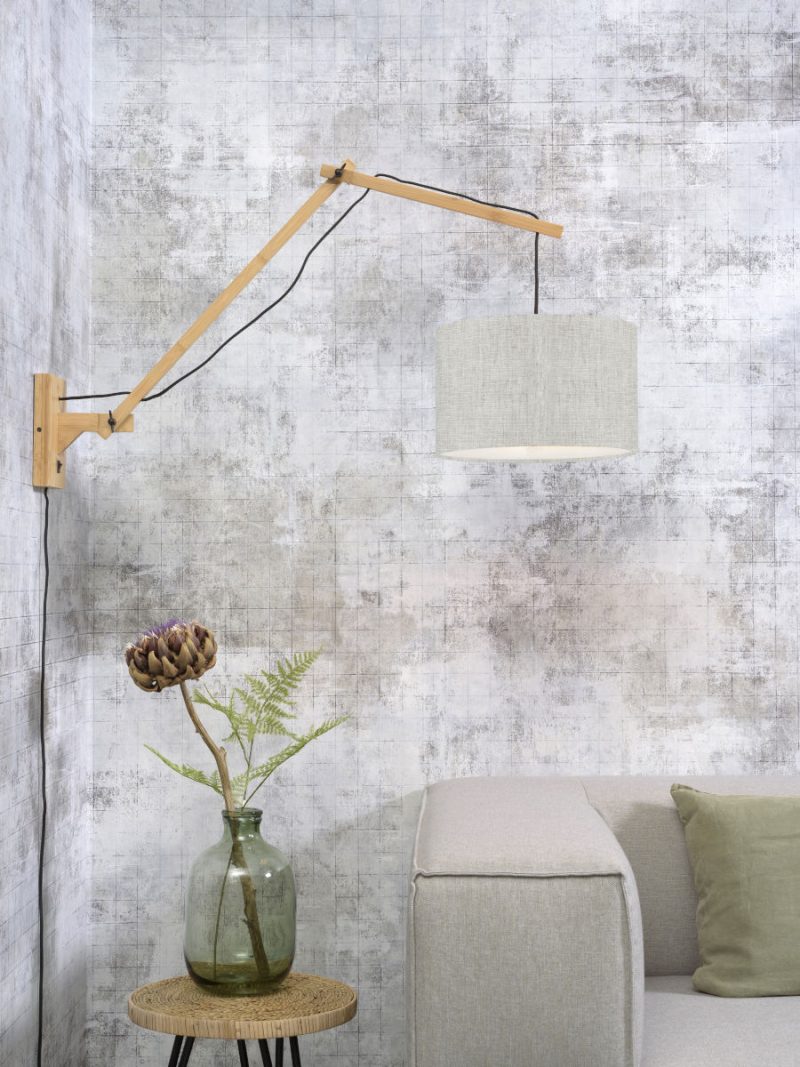 Lámpara de pared gris blanco doble articulación natural GOOD & MOJO Andes - Imagen 5