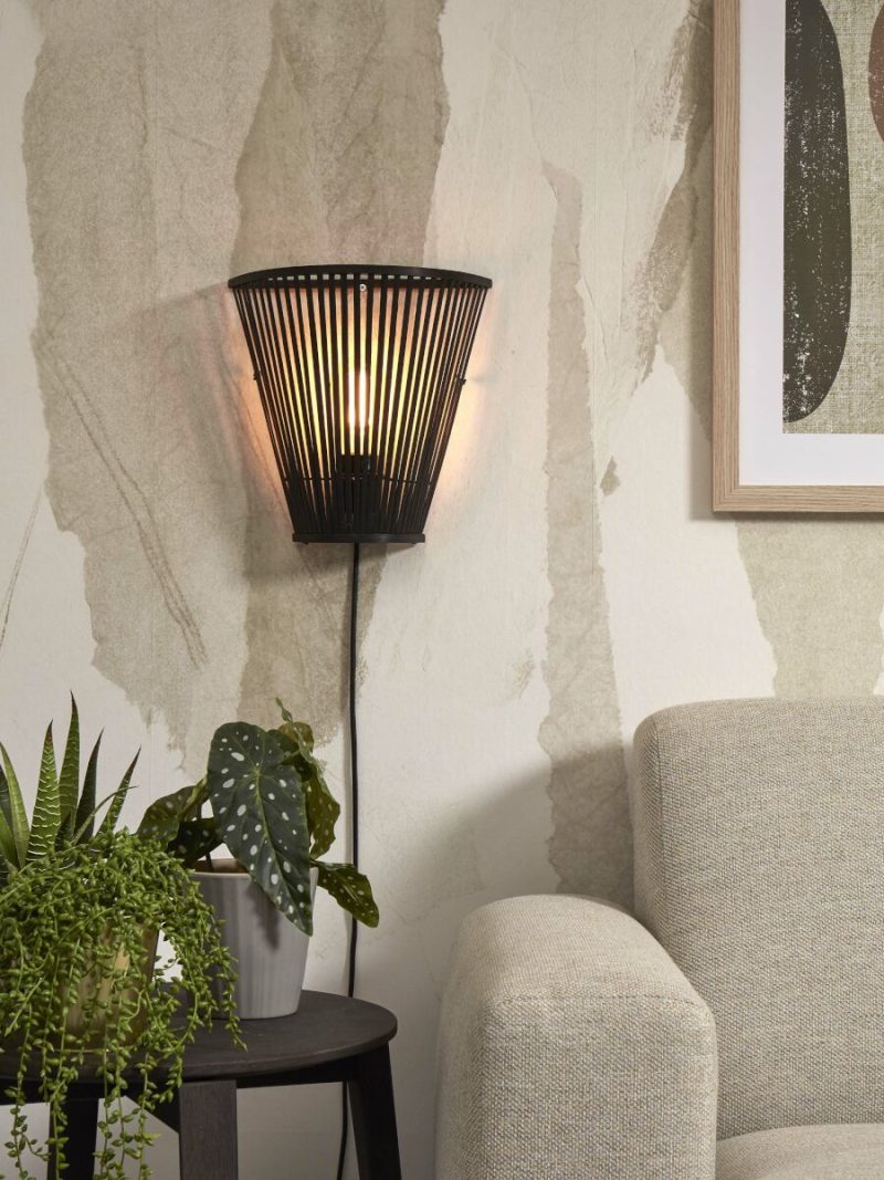 lámpara de pared medio abierta bambú negro GOOD & MOJO Merapi - Imagen 5