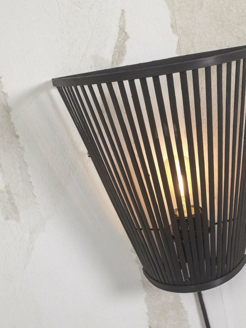 lámpara de pared medio abierta bambú negro GOOD & MOJO Merapi - Imagen 7