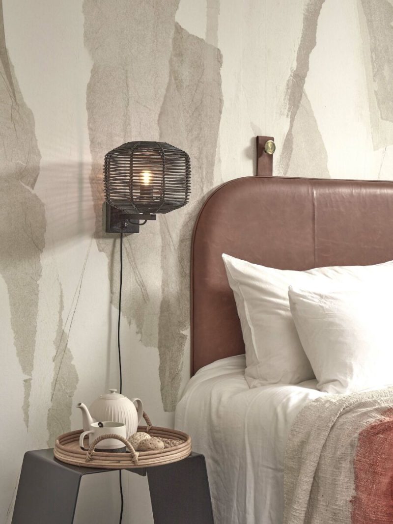 Lámpara de pared redonda bohemia de ratán negro GOOD & MOJO Tanami - Imagen 5