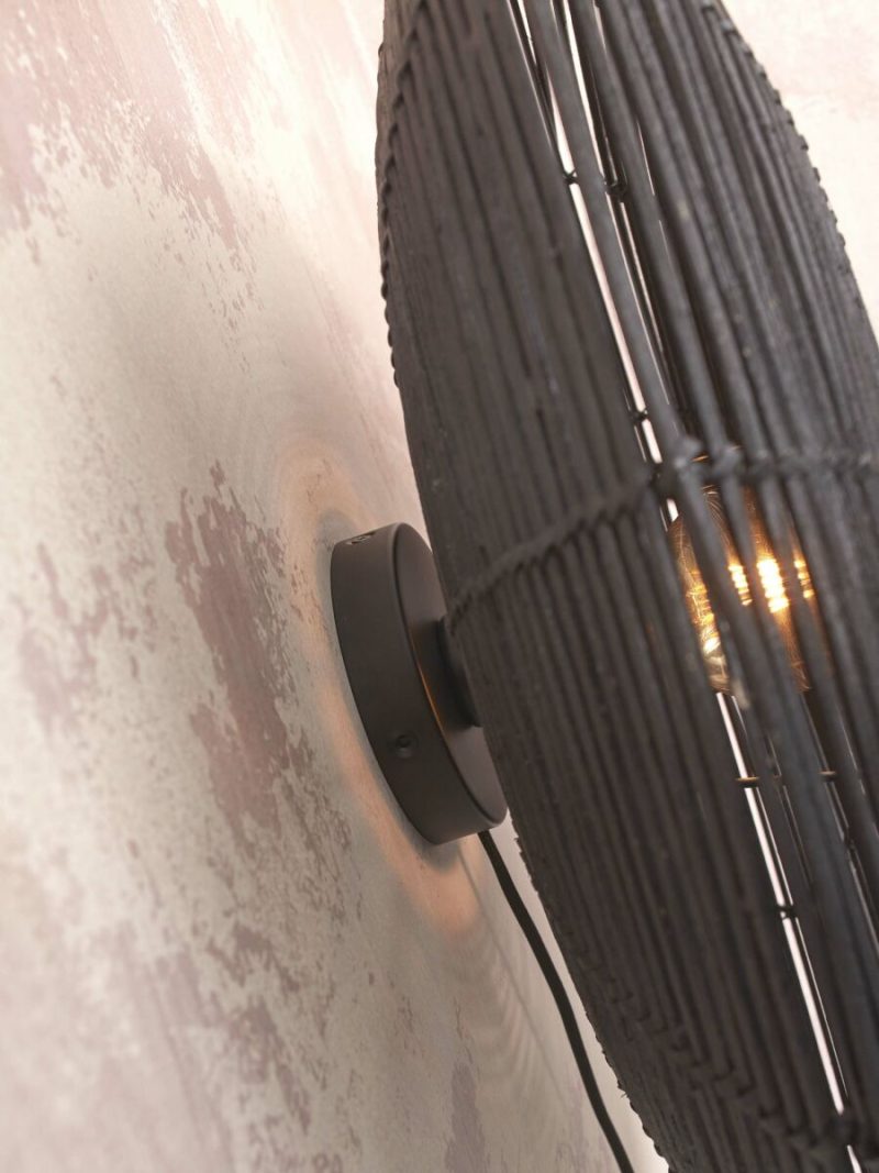 Lámpara de pared redonda bohemia de ratán negro GOOD & MOJO Tanami - Imagen 6
