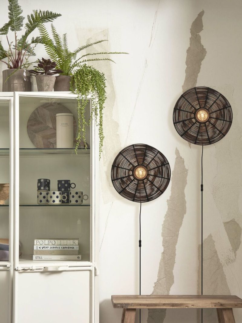 Lámpara de pared redonda bohemia de ratán negro GOOD & MOJO Tanami - Imagen 8