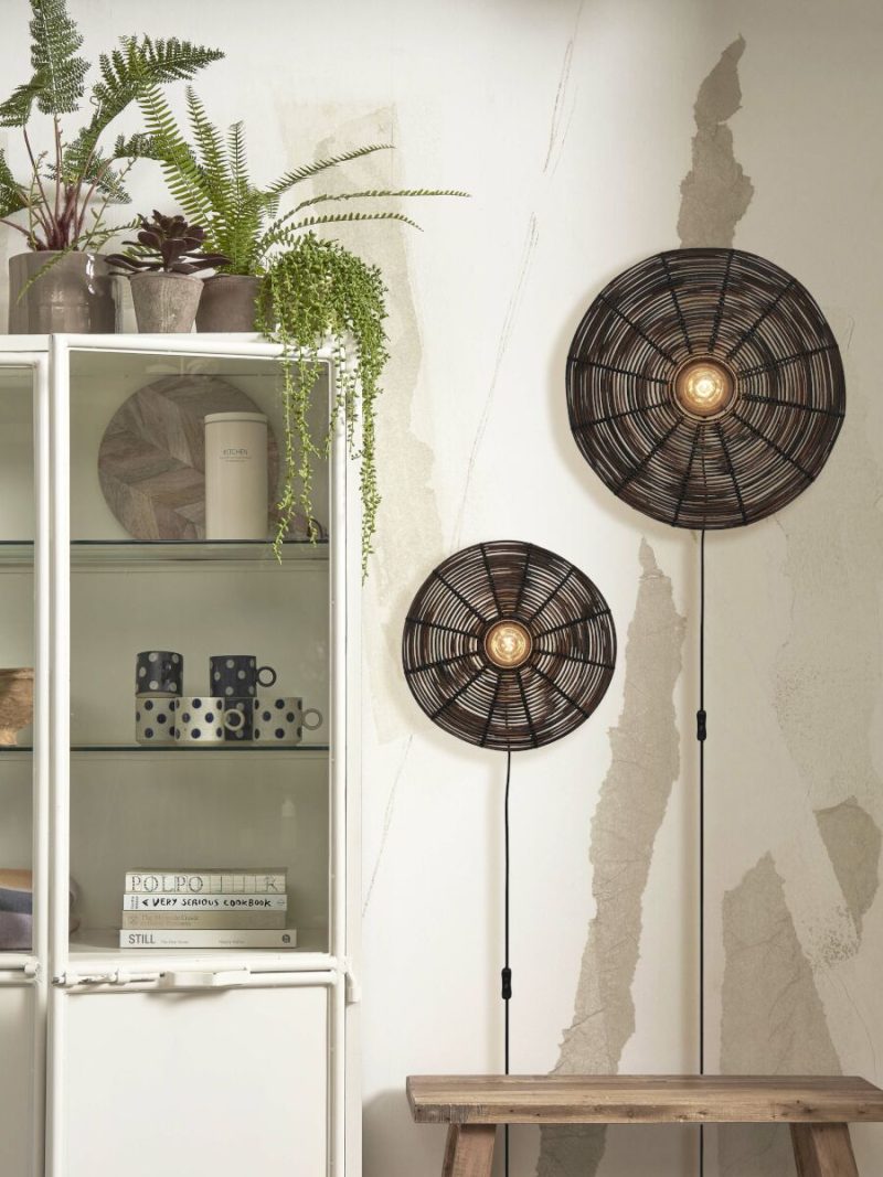 Lámpara de pared redonda bohemia de ratán negro GOOD & MOJO Tanami - Imagen 10