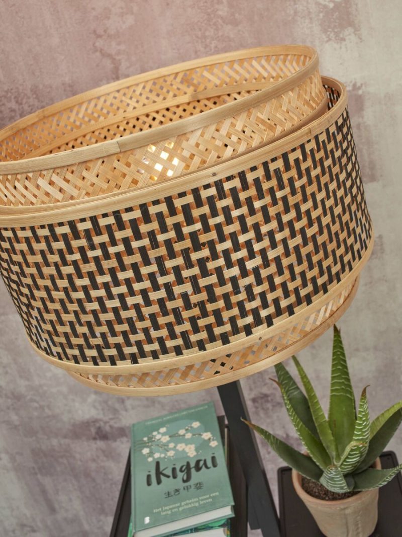 Lámpara de pie bohemia de bambú negro natural GOOD & MOJO Bhutan - Imagen 6