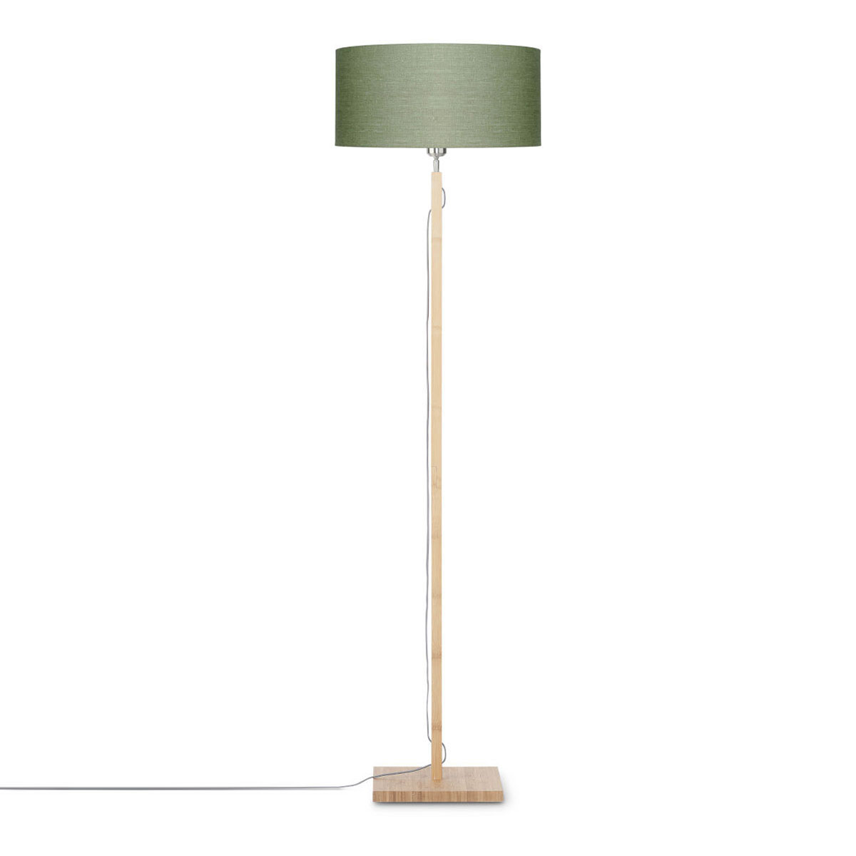 Lámpara de pie escandinava verde de bambú_lino GOOD & MOJO Fuji