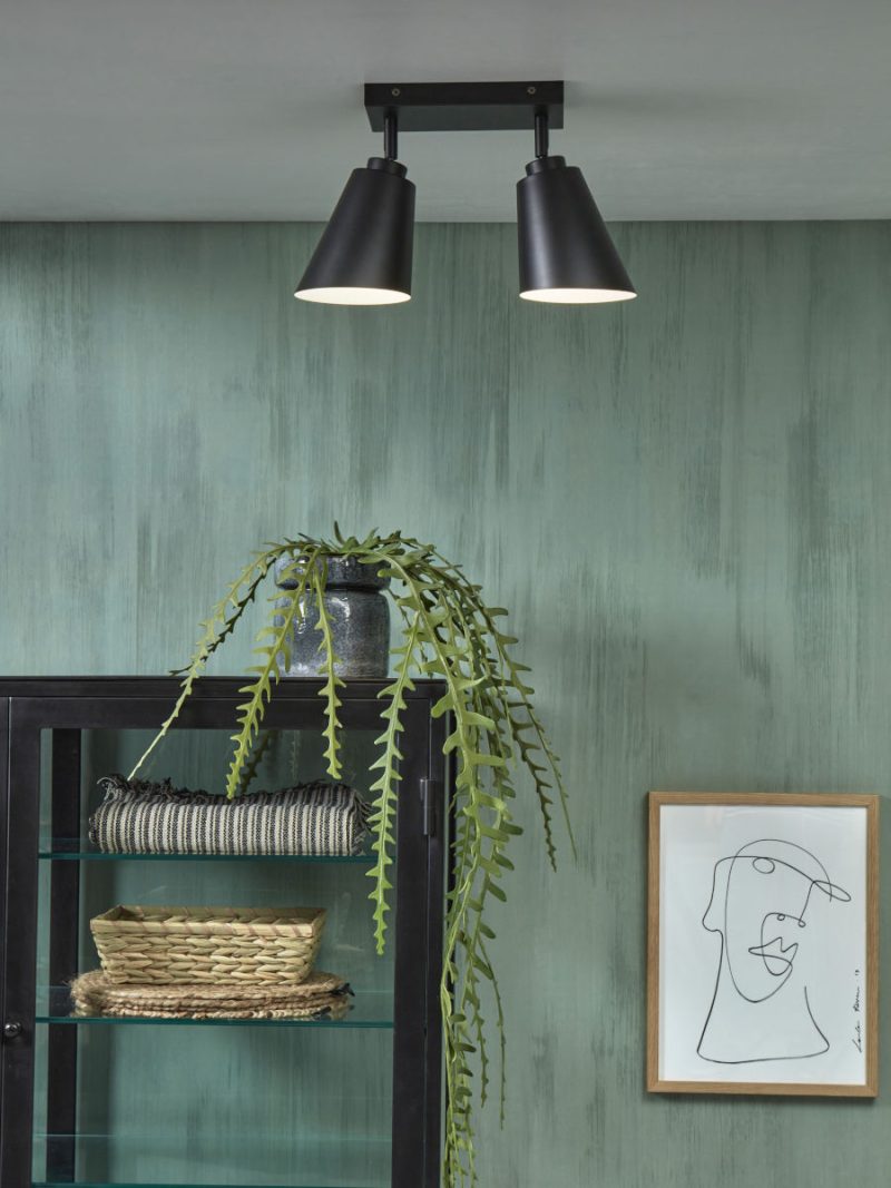 Plafon de 2 luces negro de metal It's About RoMi Bremen - Imagen 2