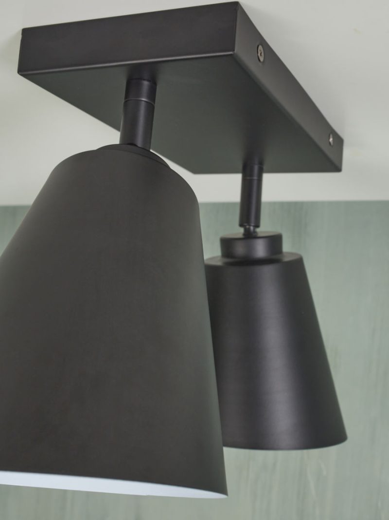 Plafon de 2 luces negro de metal It's About RoMi Bremen - Imagen 4