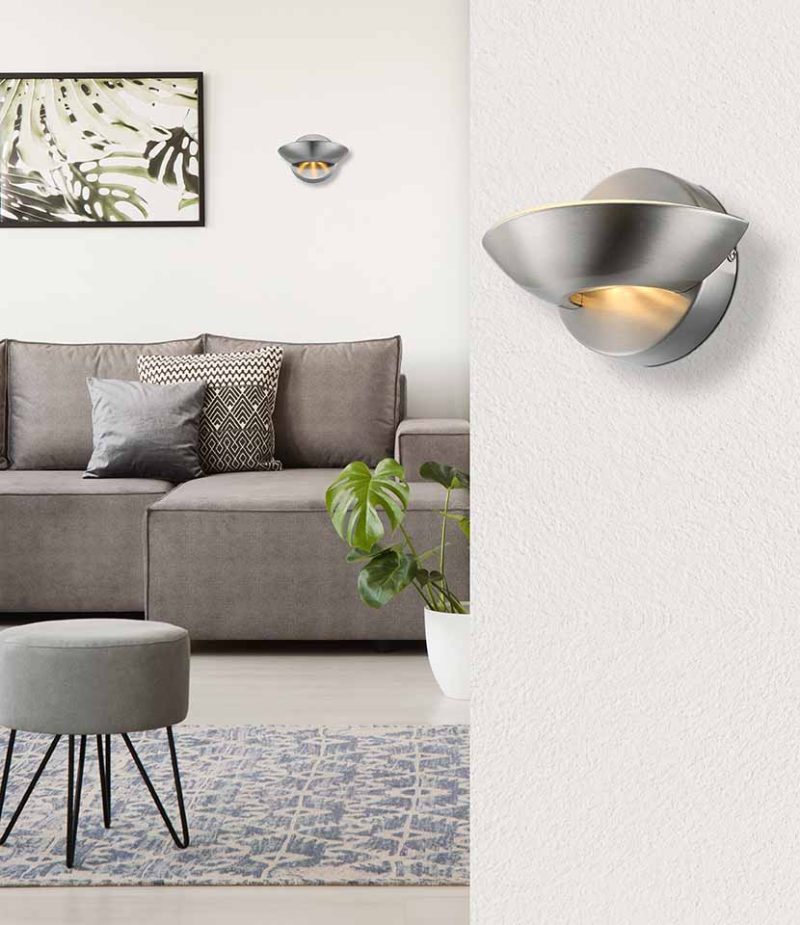 Aplique de pared de diseño redondo níquel Globo Sammy - Imagen 2