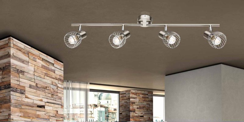 Foco de 4 luces níquel con pantalla de rejilla Globo Texas - Imagen 2