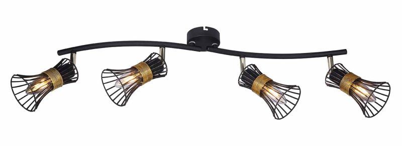 Foco negro de 4 luces negro/oro forma de cáliz Globo Purra - Imagen 2
