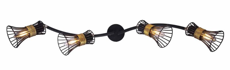 Foco negro de 4 luces negro/oro forma de cáliz Globo Purra - Imagen 3