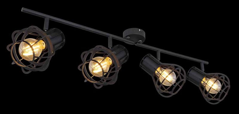 Focos retro de metal negro Globo Clastra - Imagen 5