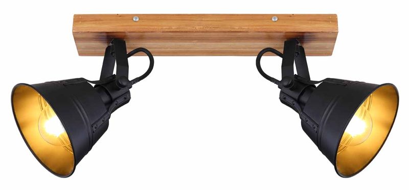Focos rurales de madera marrón Globo Gunther - Imagen 2