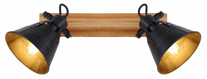 Focos rurales de madera marrón Globo Gunther - Imagen 3