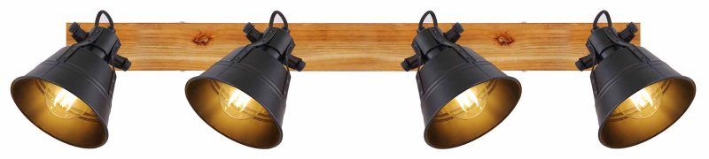 Focos rurales de madera marrón Globo Gunther - Imagen 3