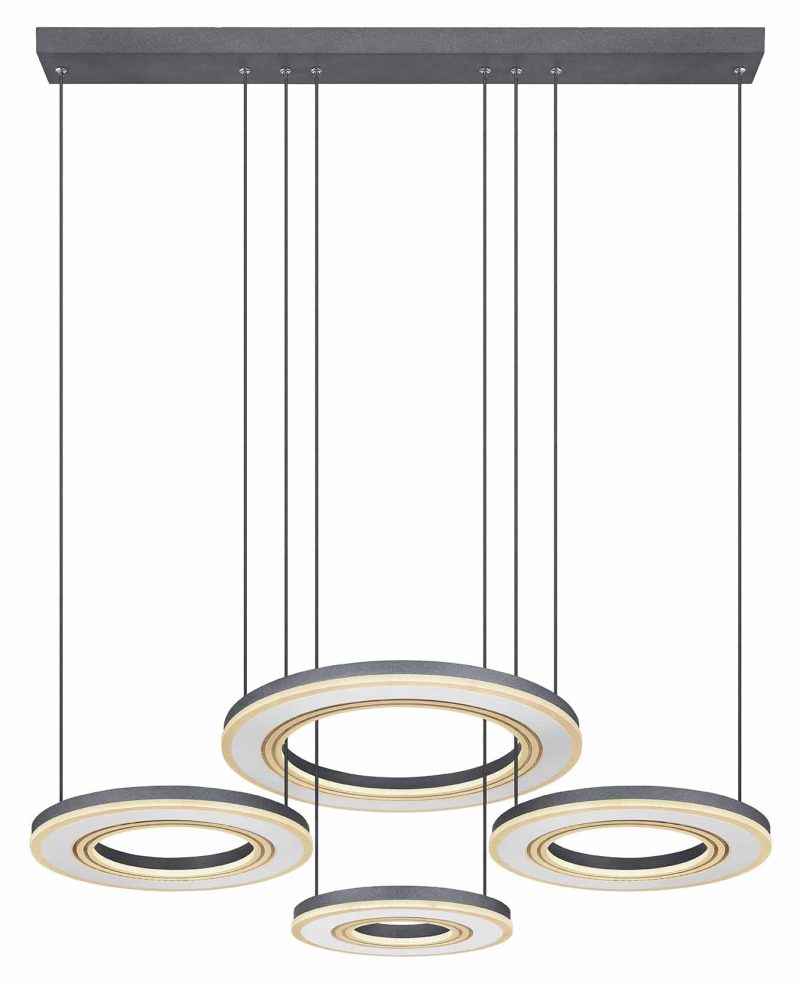 Lámpara colgante 2 anillos negro-blanco L Globo Blasius - Imagen 2