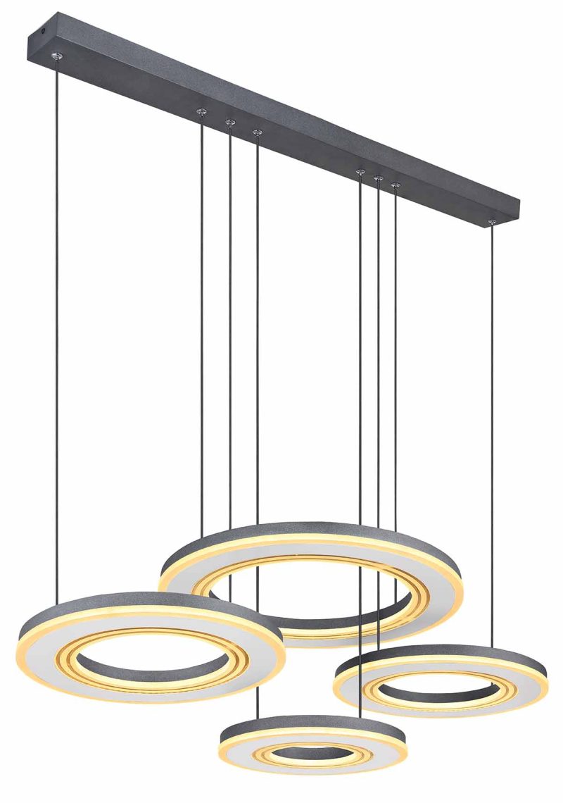 Lámpara colgante 2 anillos negro-blanco L Globo Blasius - Imagen 4
