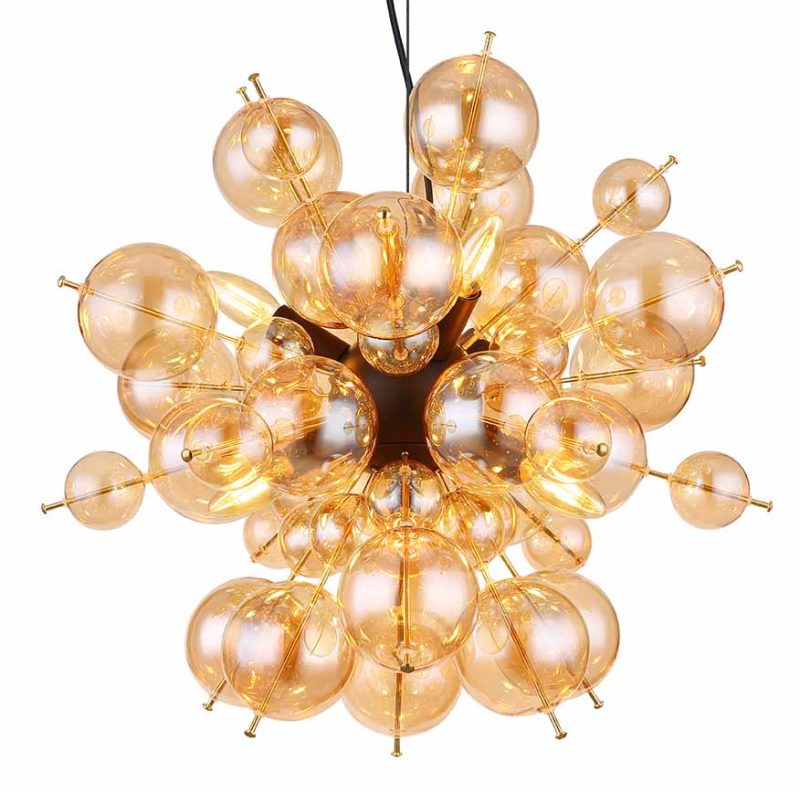Lámpara colgante Art Déco de metal negro Globo Udo - Imagen 2